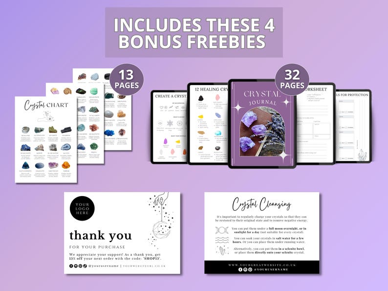 600 Crystal Meaning Cards: Printable Gemstone Guide (JPG & Canva Template) image 2