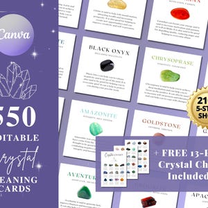 550 cartes de signification cristal, guérison par les cristaux, signification des cristaux, signification de la pierre imprimable, signification des pierres précieuses, magie du cristal, signification du quartz