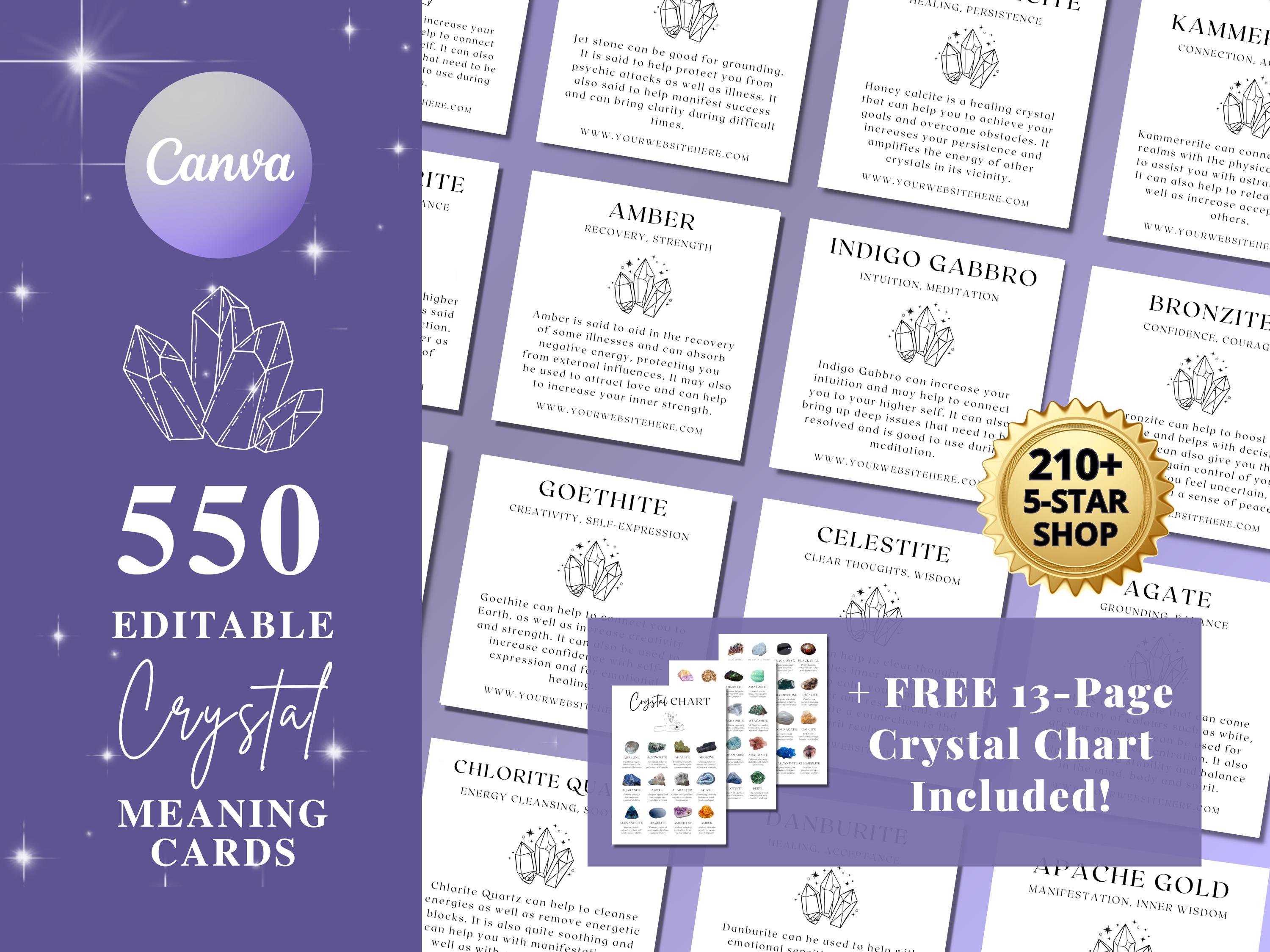 Crystal Healing Cards, Crystal PDF Instant Download, Crystal Meanings, Stone Meanings, Divination Tools, Holistic Gift, Spiritual Printable