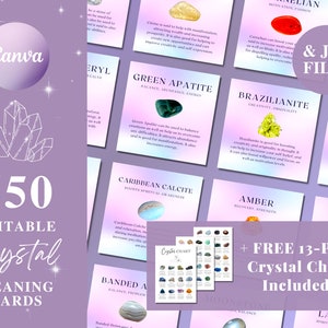 550 Printable Crystal Information Card, Crystal Meaning Cards, Printable Gemstone Cards, Crystal Properties, Meanings of Crystals zdjęcie 1