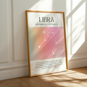 Digital Libra Print, Zodiac Gift, Astrology Printable Art, Horoscope, Constellation, Zodiac, Star Sign Print, Astrology, Bedroom Wall Art