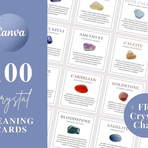 Crystal Properties, Gem Healing Cards, Gemstone Meanings, Gift For Crystal Lover, Spiritual Printable, Crystal Therapy, Holistic Gift