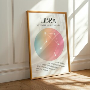 Digital Libra Print, Zodiac Gift, Astrology Printable Art, Horoscope, Constellation, Zodiac, Star Sign Print, Astrology, Bedroom Wall Art