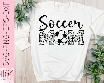 Soccer Mom SVG, Soccer mama shirt, Soccer ball svg, Sports mom tshirt, Leopard print, Game day, Soccer clipart