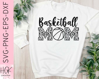 Basketball Mom SVG, Basketball mama shirt, Sports mom tshirt, Leopard, Game day, Basketball clipart