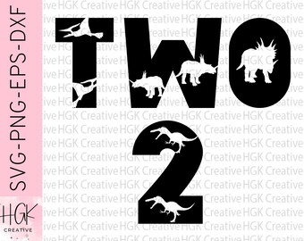 Dinosaur Two SVG, Two Dino Birthday SVG, Second Birthday SVG Boy, 2nd Birthday shirt, Two Year old svg, cut file, digital download