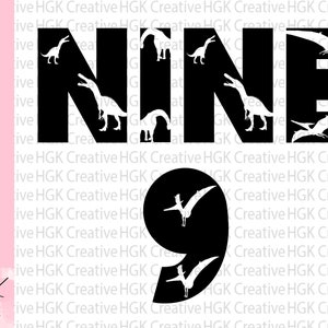 Dinosaur Nine SVG, Nine Dino Birthday SVG, Ninth Birthday SVG Boy, 9th Birthday shirt, Nine Year old svg, fichier découpé, téléchargement numérique