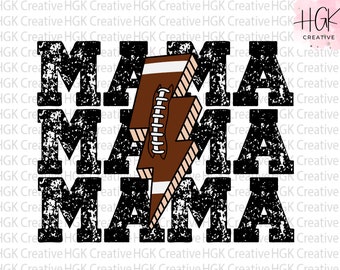 Football Mama Mom PNG, Lightning bolt PNG, Sublimation Design, Sports mom sweatshirt, Mom Game day shirt, stacked design