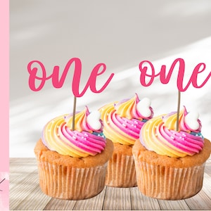 One Cake Topper SVG, First Birthday SVG, Happy bday cupcake topper SVG, 1st b-day party, cut file, laser cut files