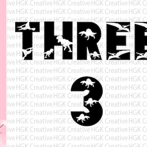Dinosaur Three SVG, Three Dino Birthday SVG, Third Birthday SVG Boy, camisa de 3º aniversário, SVG de três anos, arquivo cortado, download digital
