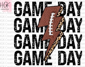 Game Day Football png, Lightning Bolt shirt, Stacked distressed sweatshirt, Fall football tee, Sublimation design