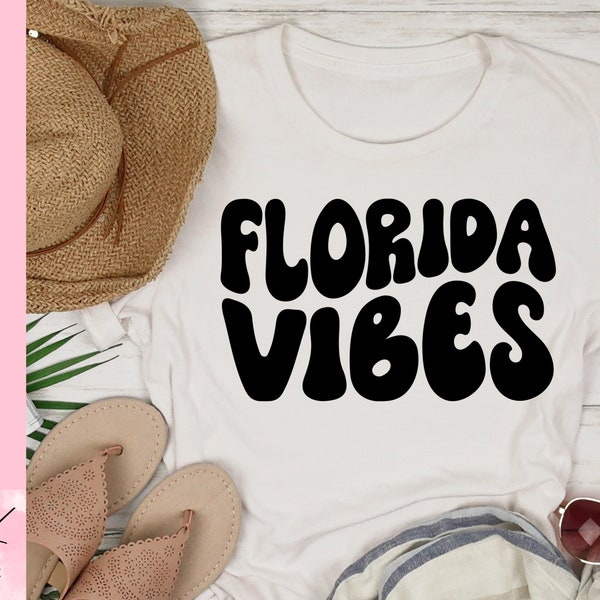 Florida vibes SVG, Retro FL shirt, Vacation vibes tshirt, Travel tee, Trendy vacay t-shirt, Silhouette Cricut Cut File