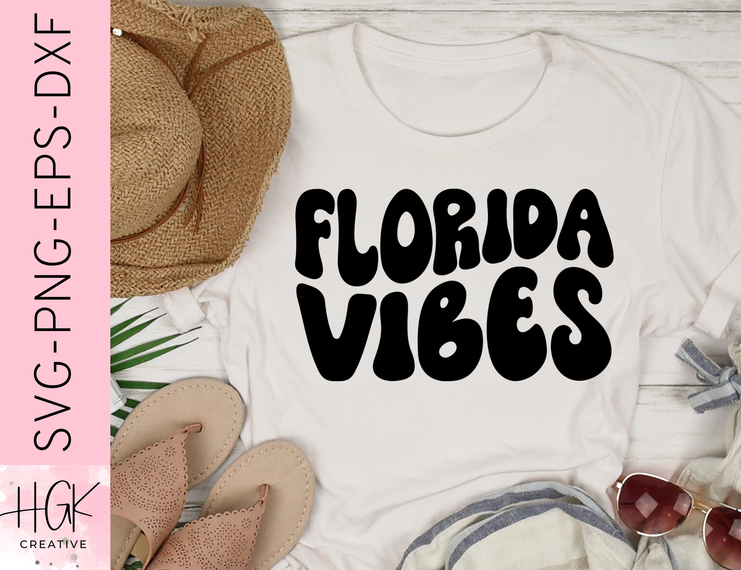 Florida vibes SVG, Retro FL shirt, Vacation vibes tshirt, Travel tee, Trendy vacay t-shirt, Silhouette Cricut Cut File