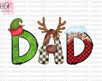 Dad Christmas PNG, Daddy Xmas tshirt, Doodle dad t-shirt, Holiday father shirt, Christmas Sublimation design