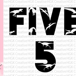 Dinosaur Five SVG, Five Dino Birthday SVG, Fifth Birthday SVG Boy, 5th Birthday shirt, Five Year old svg, fichier découpé, téléchargement numérique