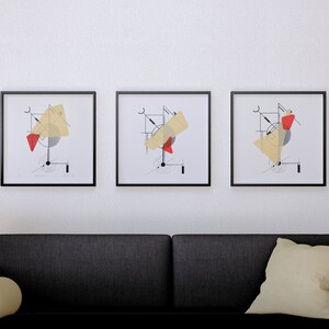 Tríptico de interferência | Arte em serigrafia abstrata geométrica de 3 peças