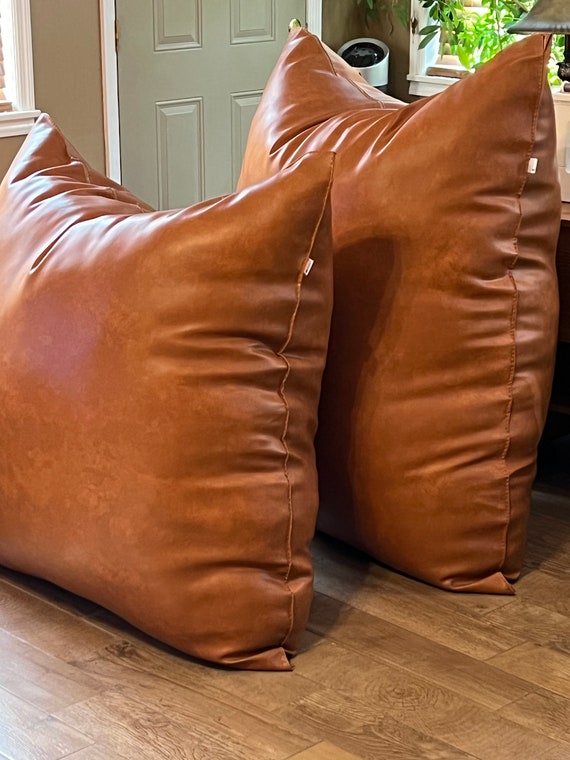 Large leather cheap pillows