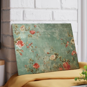 Vintage Floral Glass Cutting Board | Shabby Chic Kitchen Decor | Rose Pattern Tempered Glass Board | Cottagecore Gift for Her