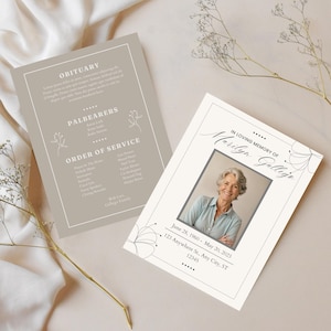 Funeral Program Template Editable | Printable Memorial Program and Celebration of Life | Instant Download | Canva Template | Funerary Decor