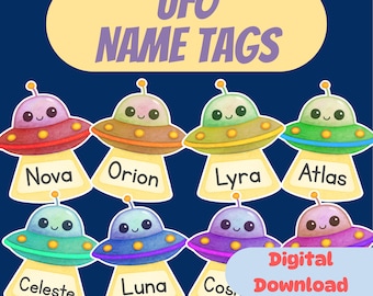 Editable UFO Student Name Tags | Bulletin Board Art | UFO Desk Labels | 8 UFOs | Printable Classroom Decor | Back to School Download