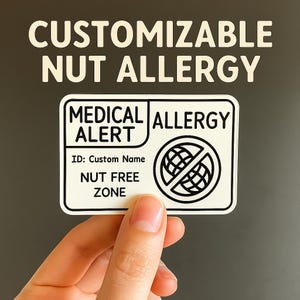 Adesivos personalizados de alerta médico para alergia, adesivos para zona livre de nozes, adesivos de conscientização sobre alergia, adesivos com nome personalizado, rótulo de zona segura
