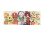 Echarpe légère en polyester illustrée La grande parade des fleurs Elsa Beskow cadeau vintage inspiration costume de fête déguisement amusant