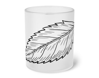 Frosted Glass Mug LEAF FOLIAGE / Tasse en verre givré FEUILLE Feuillage