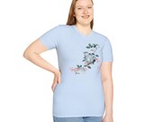 Unisex Softstyle T-Shirt Black-capped chickadee by Kono Bairei japanese art vintage zen tao