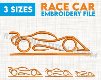 Mini Race Car Embroidery Machine Design Files, 3 sizes, INSTANT DOWNLOAD