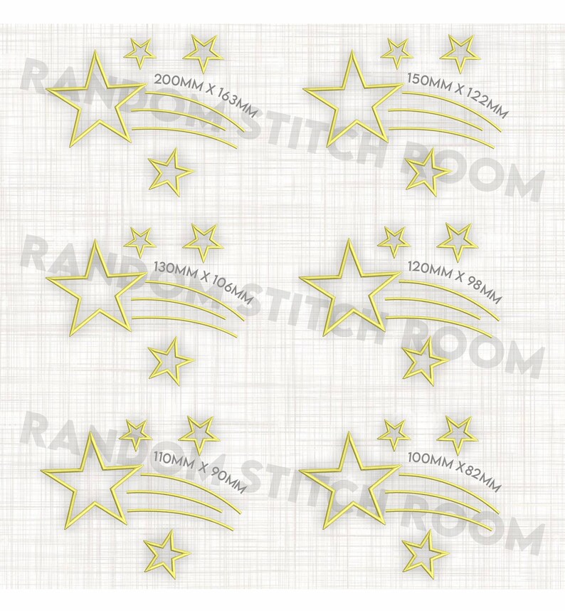 Shooting Stars Embroidery Machine Design Files, 2 Styles, 6 Sizes ...
