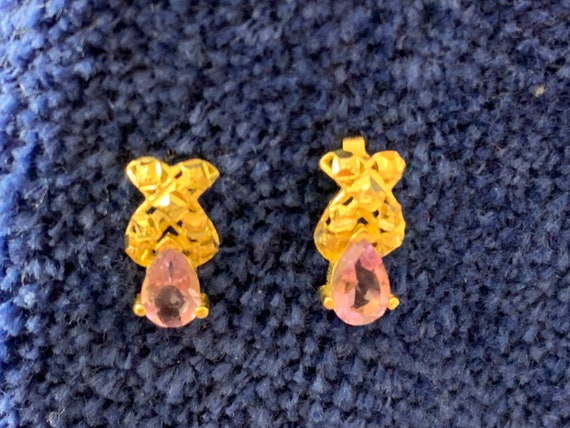 Beautiful earrings in gold 10k and Amatista stone - image 2