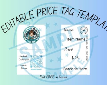 Editable Price Tag Template, Business Card Hangtag, Custom Product Tag (Canva)