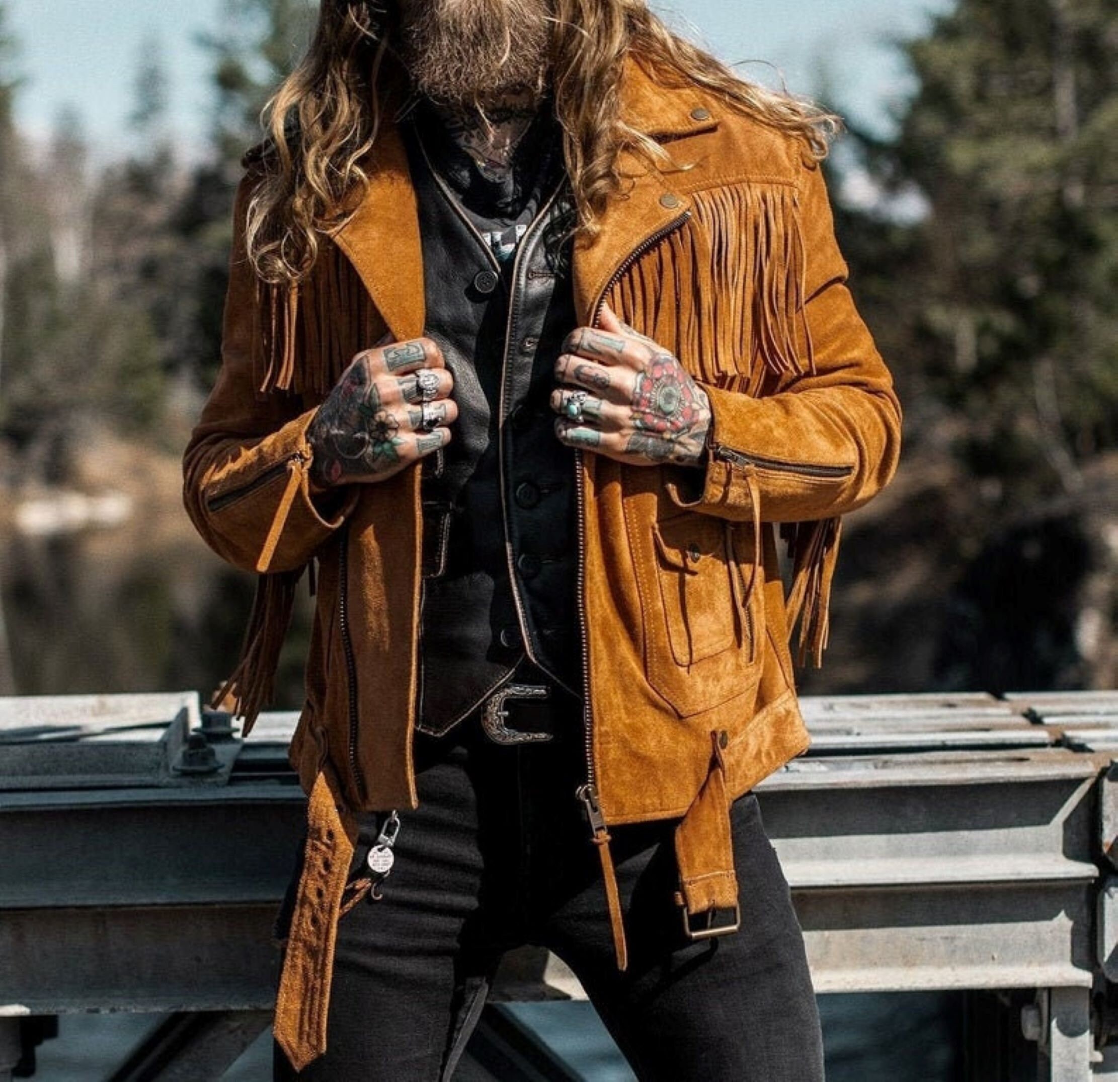 Western Brown Suede Men Biker Jacket Real Leather Jacket Men - Etsy
