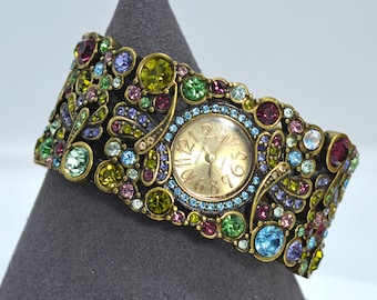 VINTAGE**RARE**GLORIOUS Crystal Encrusted "Fantasy in Flight" Bracelet Watch by Heidi Daus