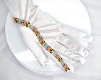 VINTAGE**GORGEOUS**Multi colored Gem Stones Tennis Bracelet Designer Signed