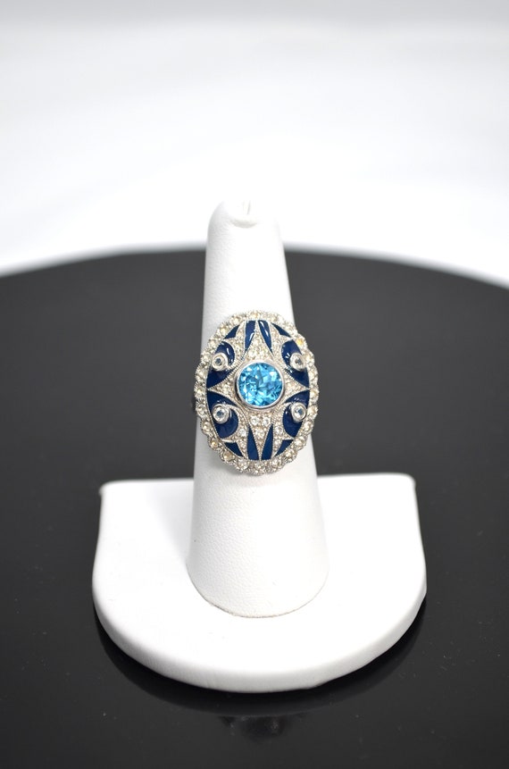 VINTAGE**Gorgeous Edwardian Style Blue Topaz Whit… - image 2