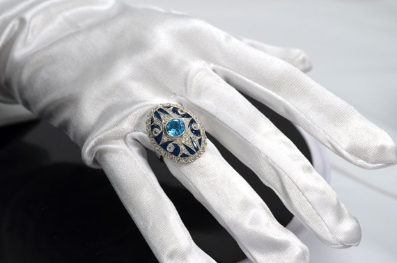 VINTAGE**Gorgeous Edwardian Style Blue Topaz Whit… - image 5