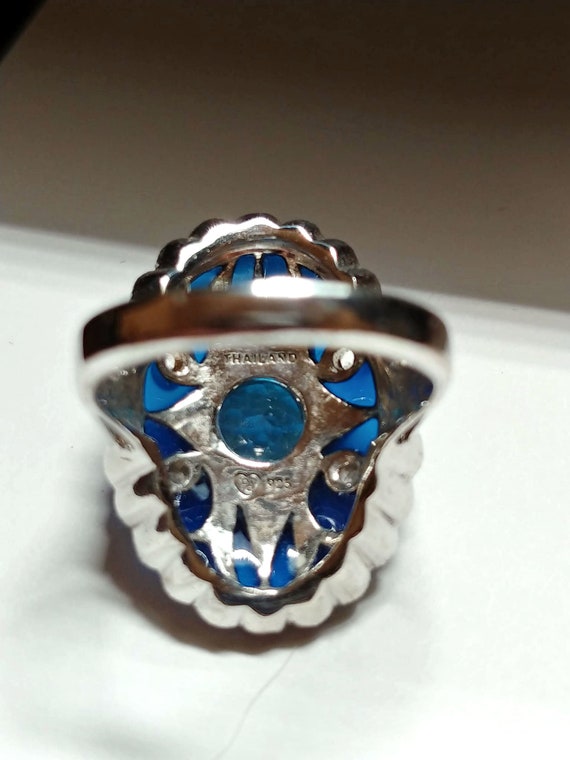 VINTAGE**Gorgeous Edwardian Style Blue Topaz Whit… - image 10