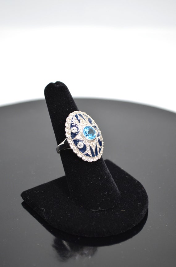 VINTAGE**Gorgeous Edwardian Style Blue Topaz Whit… - image 4