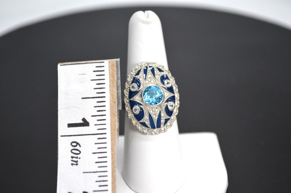 VINTAGE**Gorgeous Edwardian Style Blue Topaz Whit… - image 9