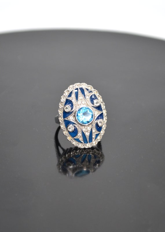 VINTAGE**Gorgeous Edwardian Style Blue Topaz Whit… - image 1