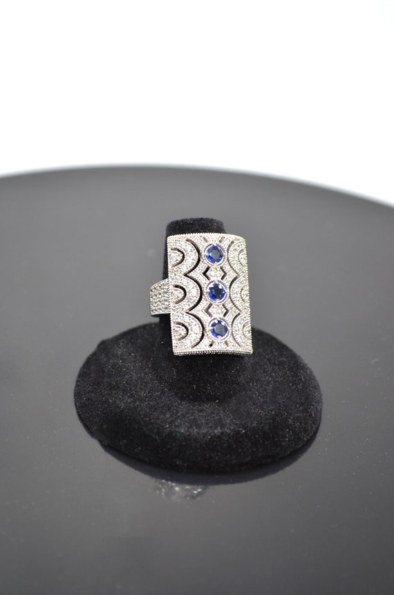 VINTAGE *RARE* Brilliant Art Deco Sapphire Zircon 