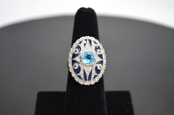 VINTAGE**Gorgeous Edwardian Style Blue Topaz Whit… - image 3