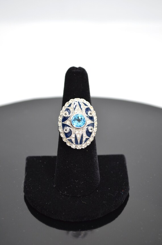 VINTAGE**Gorgeous Edwardian Style Blue Topaz Whit… - image 6