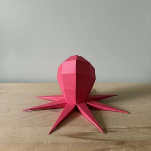 Octopus 3D low poly papercraft model printable PDF template DIY craft