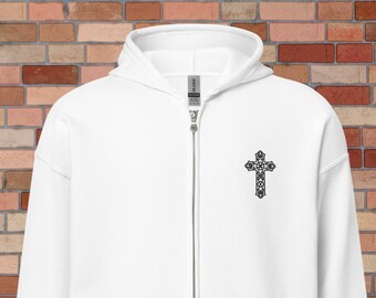 Gothic Cross Full Zip Hoodie - Etsy