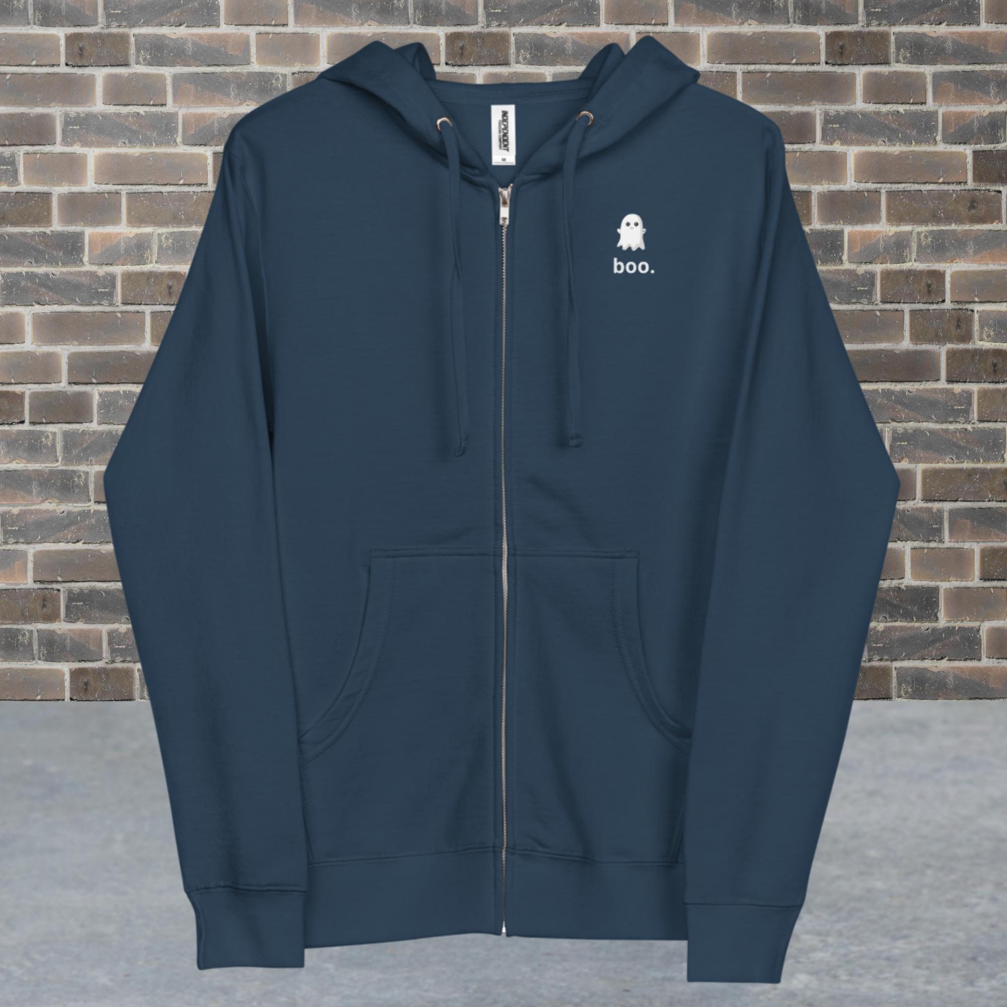 GHOST GRAPHIC Unisex Fleece Zip up Hoodie, BOO Graphic
