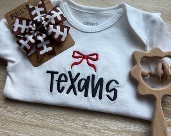 Custom baby embroidery shirt/houston football baby embroidery/football baby bodysuit/football embroidery /Houston Texans baby