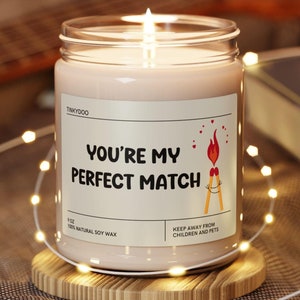 You&#39;re My Perfect Match Valentine&#39;s Candle Gift for Girlfriend Boyfriend Couple Valentine Day Gift Lovers Candle Cute Valentines Candle Gift
