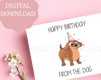 Birthday card, Dog dad, funny birthday card, cute birthday card, PRINTABLE Dog birthday card